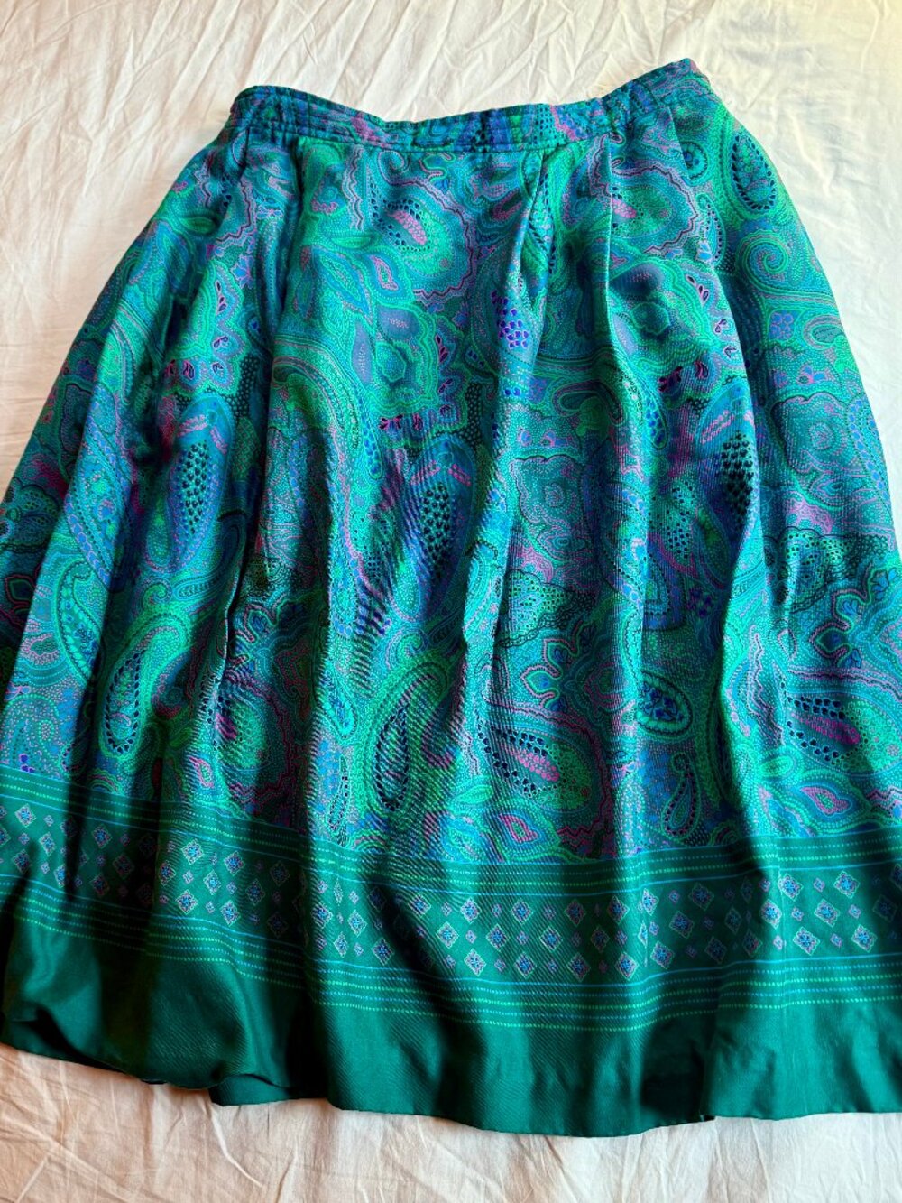 vintage Evan Picone emerald paisley skirt